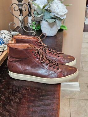 Frye Men's Walker Leather Hi-Top Sneakers, Brown, Sz 12